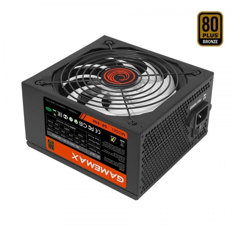 FRISBY 650W Kutulu 14cm Fan 80+Bronze 7xSata Güç Kaynağı GAMEMAX650W