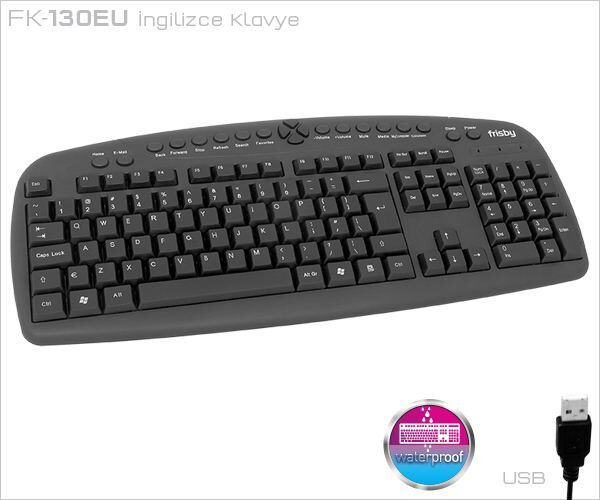 FRISBY FK-130EU Kablolu İngilizce USB Multimedya Klavye