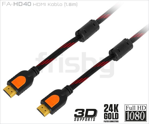 FRISBY 1.8m HDMI to HDMI Altın Uçlu Örgülü HDMI Bağlantı Kablosu FA-HD40