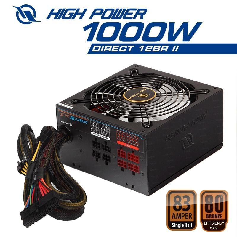 HIGHPOWER HPL-1000BR-F14C 1000W Kutulu 14cm Fan 80+Bronze 12xSata Güç Kaynağı