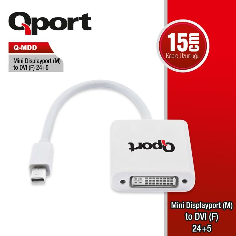 QPORT Mini DP to DVI(F) 24+5 Converter Çevirici Q-MDD