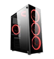 DARK Powersız Pencereli Kırmızı LED Midi Tower Siyah Kasa DKCHSPTR