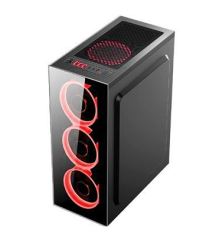 DARK Powersız Pencereli Kırmızı LED Midi Tower Siyah Kasa DKCHSPTR