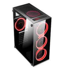 DARK Powersız Pencereli Kırmızı LED Midi Tower Siyah Kasa DKCHSPTR