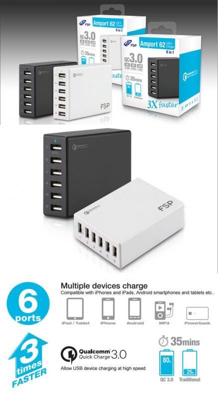 FSP Amport 62 USB 6Portlu QC3.0 Çoklayıcı FSP062-DPCN1