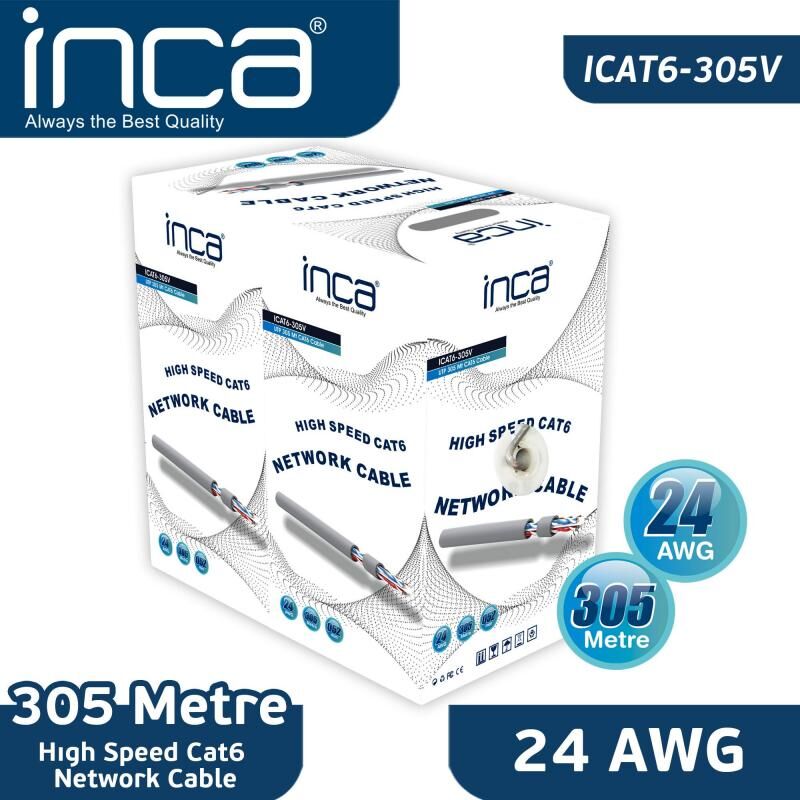 INCA Cat6 305m Awg 24 Gri Network Kablosu ICAT-305V