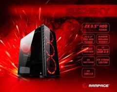 RAMPAGE Powersız Pencereli ATX Siyah Gaming Kasa REDSKY