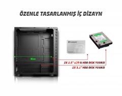 RAMPAGE Powersız Pencereli ATX Siyah Gaming Kasa REDSKY