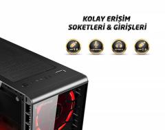 RAMPAGE Powersız Pencereli ATX Siyah Gaming Kasa REDSKY