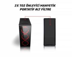 RAMPAGE Powersız Pencereli ATX Siyah Gaming Kasa REDSKY
