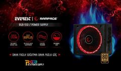 RAMPAGE 550W 12cm Fan 80Plus Gold RGB LED Full Moduler Güç Kaynağı RGB-550