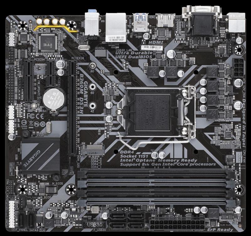GIGABYTE B360M-DS3H INTEL B360 1151 DDR4 2666MHZ DVI-D