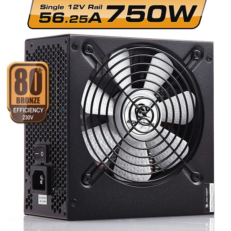 HIGHPOWER 750W 12cm Fan 80+Plus Bronze 56A-12V Gaming Güç Kaynağı HPG-750BR-H12S