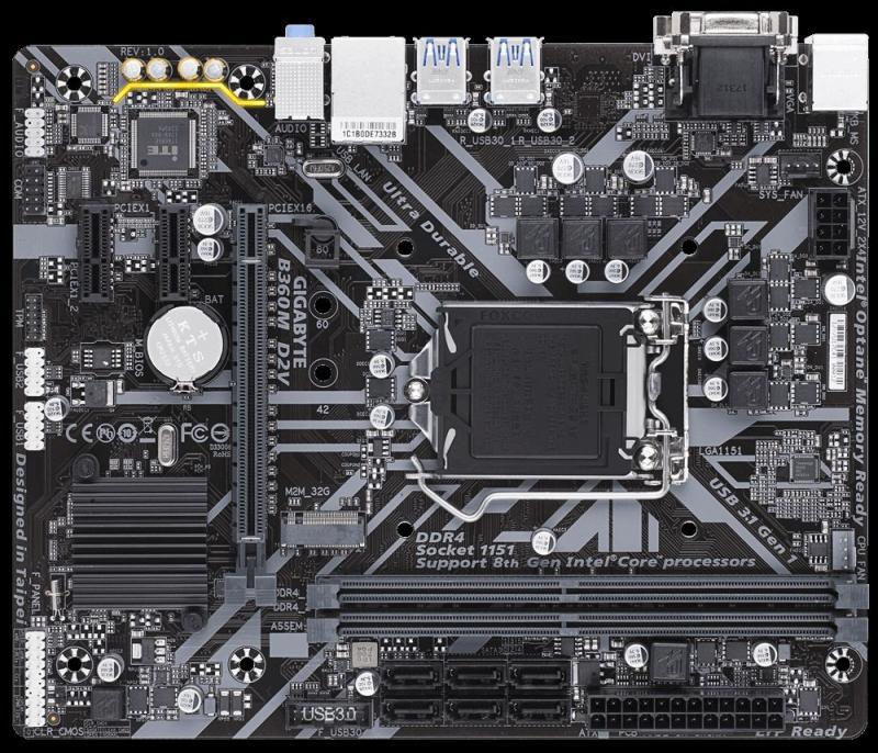 GIGABYTE INTEL B360 1151 DDR4 2666MHZ DVI-D B360M-D2V