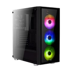 AEROCOOL USB3.0 RGB LED Fanlı ve Güçlendirilmiş Camlı ATX Siyah Kasa