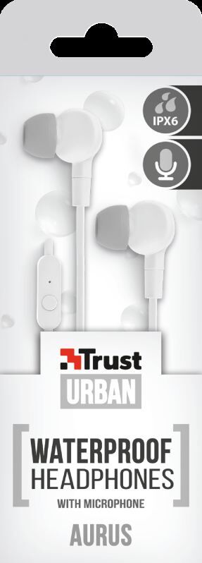 TRUST 20835 Urbanrevolt Su Geçirmez Beyaz Kulak İçi Kulaklık