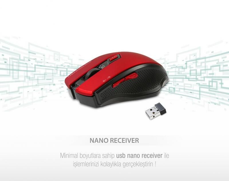 EVEREST Kablosuz 2.4GHz Optik Kırmızı Mouse SMW-777-K