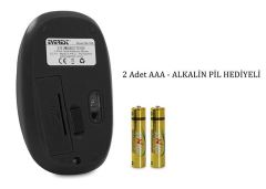 EVEREST USB Rubber Kablosuz 2.4GHz Siyah Mouse (Alkalin Pil Hediyeli) SM-508S