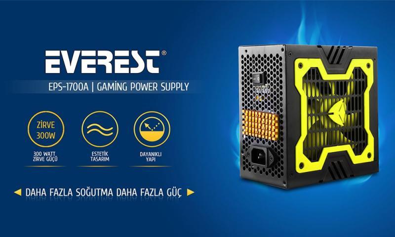 EVEREST 300W Kutulu 12cm Fan 3xSATA 3xIDE Güç Kaynağı EPS-1700A