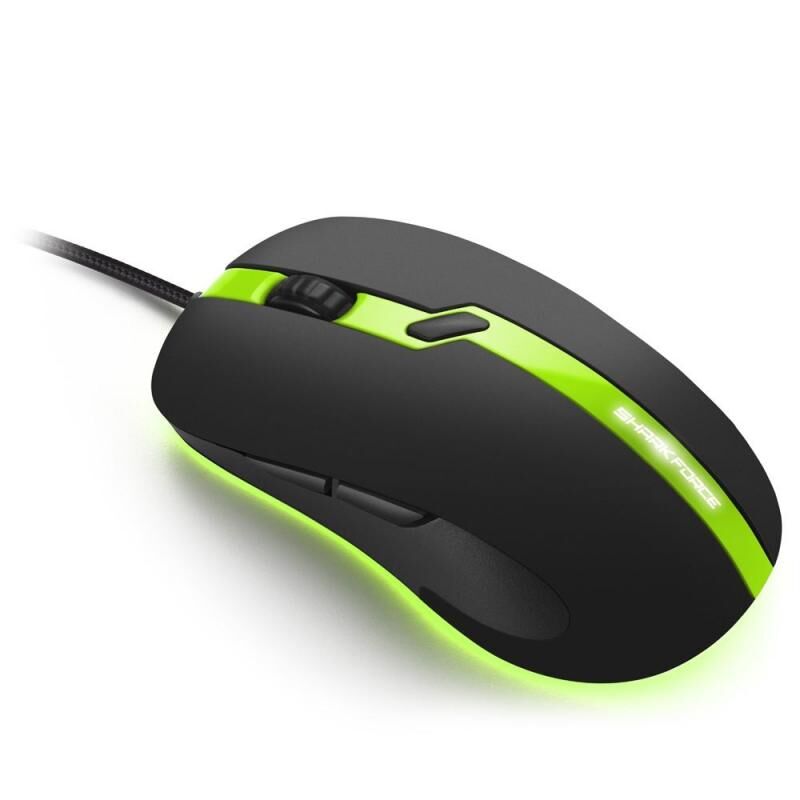 SHARKOON Yüksek hassasiyet,Eşsiz tasarım Optik Mouse SHARKFORCEPROGREEN