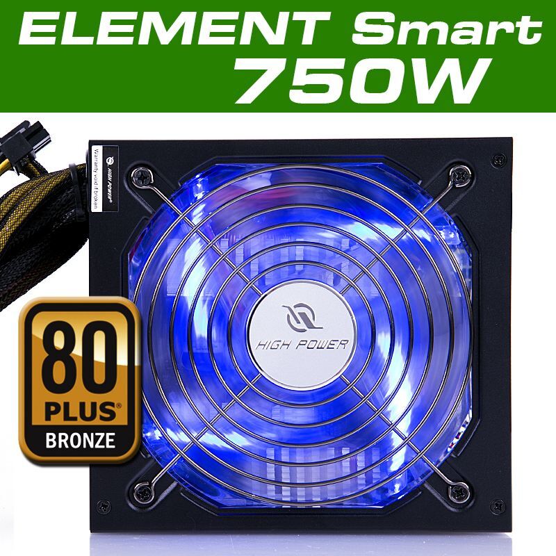 HIGHPOWER 750W Element Smart Mavi LED 80+Plus Bronze Gaming Güç Kaynağı HP-EP-750S