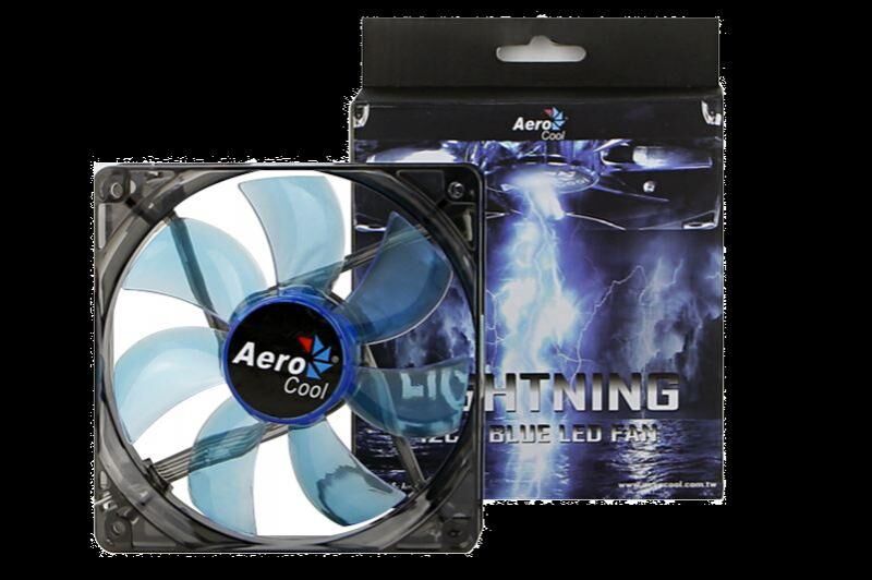 AEROCOOL 12cm Lightning Mavi LED Kasa Fanı AE-CFLG120BL