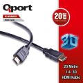 QPORT 20m v1.4 3D Ağ Destekli Altın Uçlu HDMI Görüntü Kablo Q-HDMI20