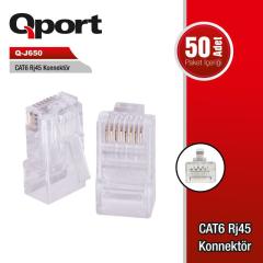 QPORT CAT6 KONNEKTÖR JACK RJ45  50 LİK PAKET Q-J650
