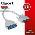 QPORT 3m Paralel Yazıcı Kablosu Q-LPT3
