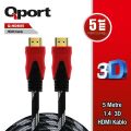 QPORT 5m v1.4 3D Ağ Destekli Altın Uçlu HDMI Görüntü Kablosu Q-HDMI5