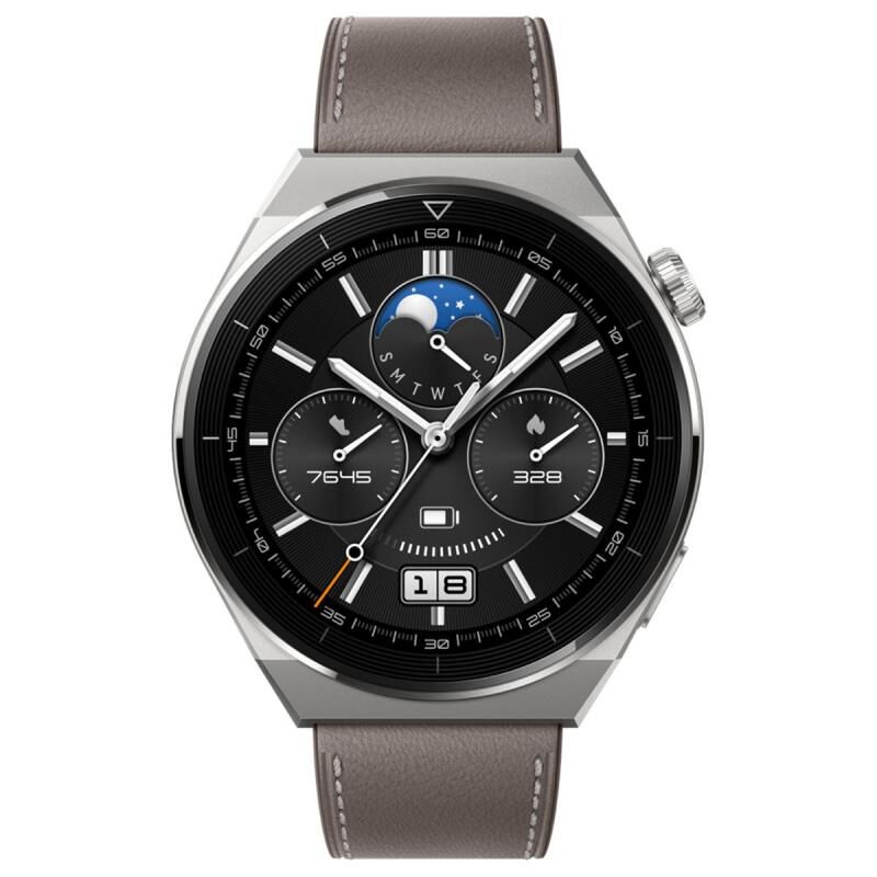 HUAWEI 55028467 Watch GT3 Pro - 46 mm Titanium Kasa Kahverengi Deri