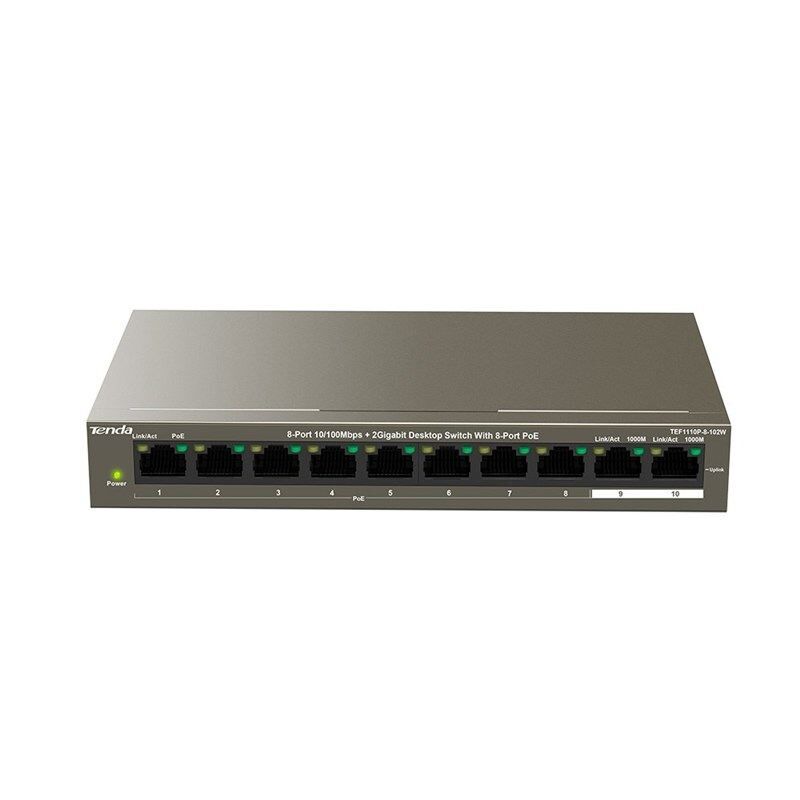 TENDA TEF1110P-8-102 8 PORT10/100MBPS+2GIGABIT MASAÜSTÜ 8PORT