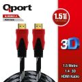 QPORT 1.5m v1.4 3D Ağ Destekli Altın Uçlu HDMI Görüntü Kablosu Q-HDMI1_5