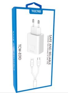 TECNO TCW-E01D-WHITE CHARGER + DATA CABLE TCW-E01D BEYAZ