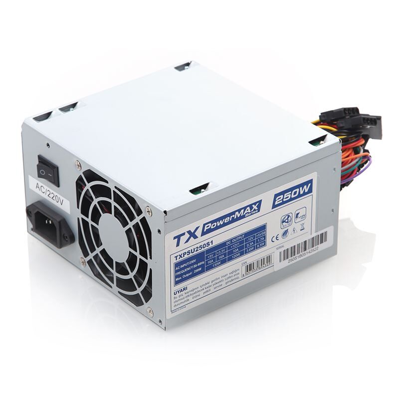 TX TXPSU250S1 250W Kutulu 8cm Fan 2xSata 2xIDE Güç Kaynağı