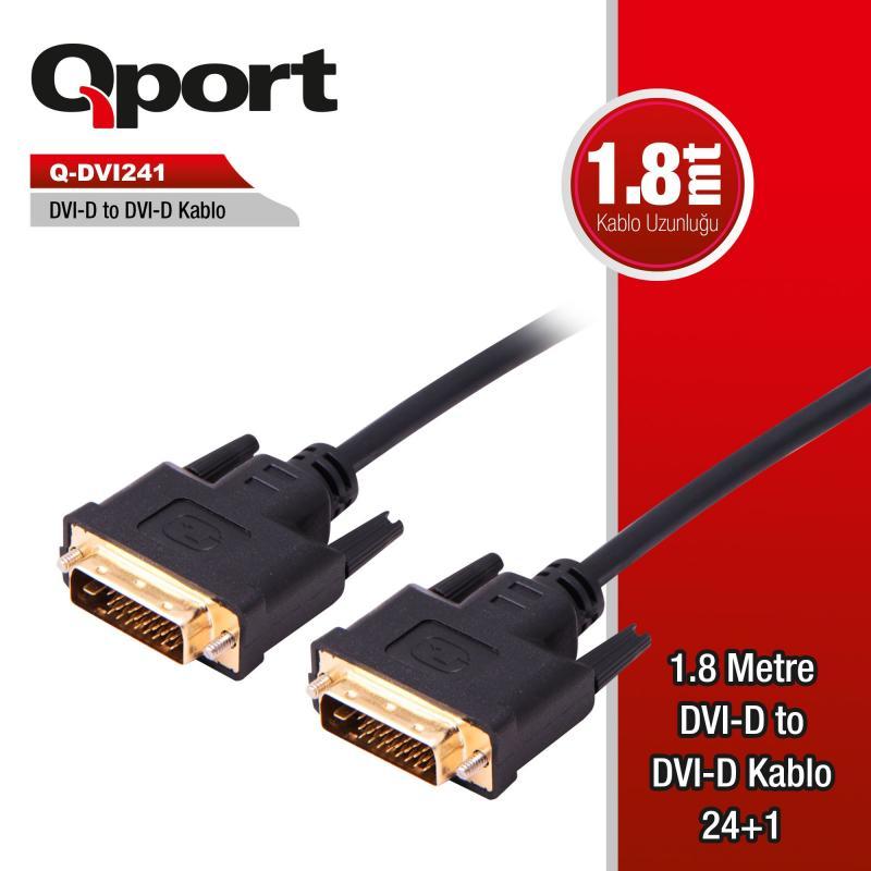 QPORT 1.8m DVI to DVI 24+1 Görüntü Kablosu Q-DVI241