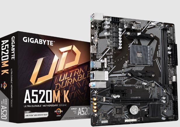GIGABYTE A520M-K AMD A520M-HKAM4 DDR4 4266MHZ DVI HDMI ANAKART