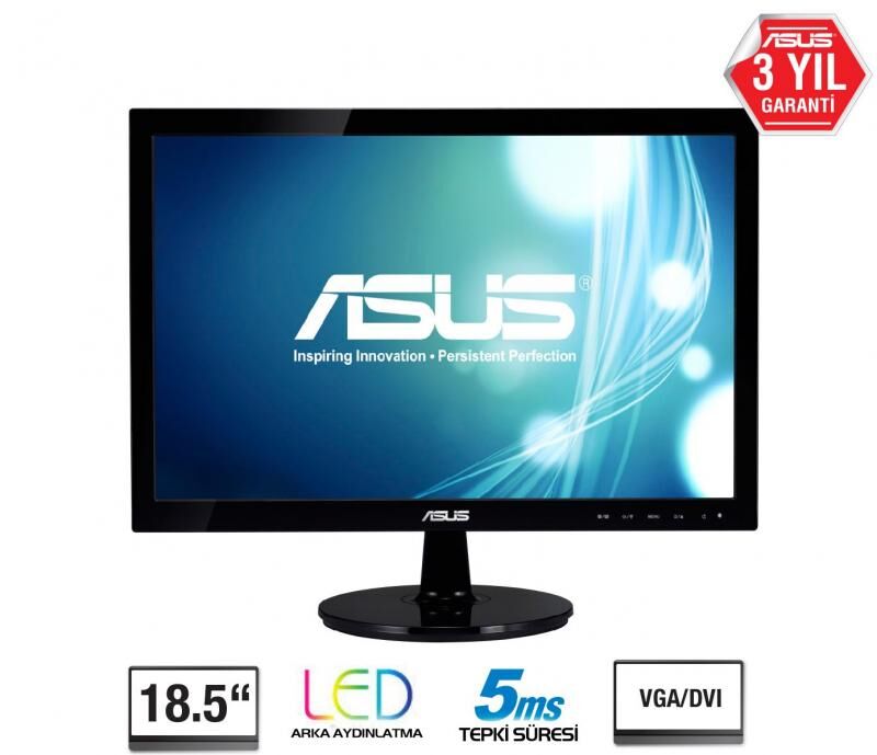 ASUS 18.5'' 1366x768 5ms 55-75Hz VGA Siyah LED Monitör VS197DE