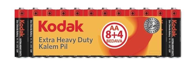 KODAK AA Shrink Çinko Karbon 8+4 Kalem Pil