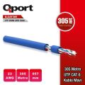 QPORT CAT6 305M UTP Awg 23 0.57mm Mavi Network Kablosu Q-CAT6M