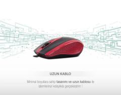 EVEREST Kablolu USB Optik Siyah,Kırmızı Mouse SM-580U-K
