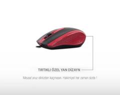EVEREST Kablolu USB Optik Siyah,Kırmızı Mouse SM-580U-K