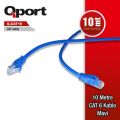 QPORT CAT6 10M Mavi Patch Network Kablosu Q-CAT10