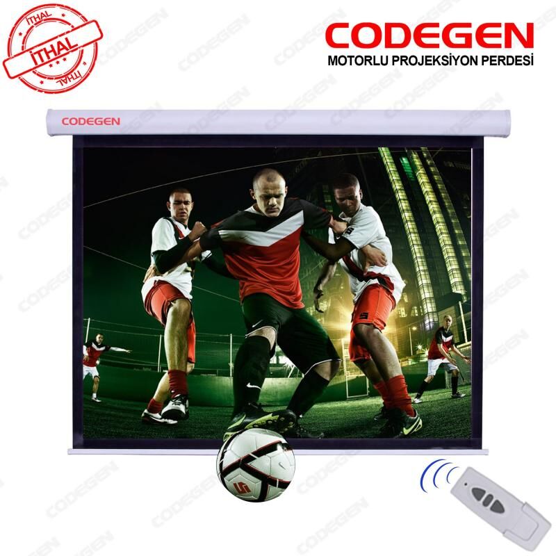 CODEGEN 240x200 Pro Siyah Fonlu Gümüş Kumaş Motorlu Projeksiyon Perdesi SX-24