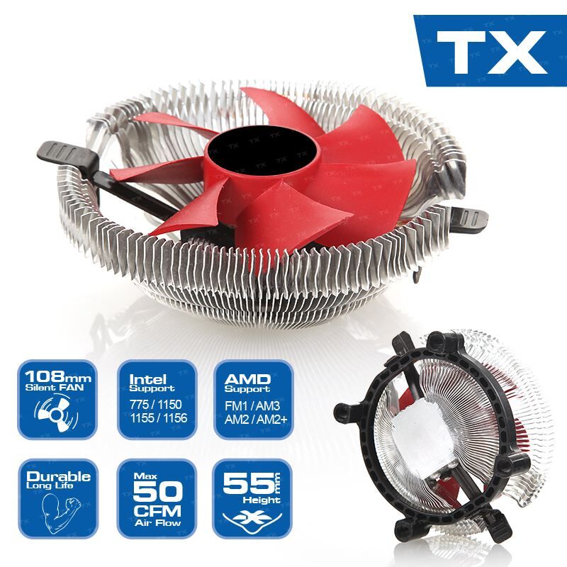 TX 10cm PWM Fan Intel LGA 1150/55/56 ve AMD İşlemci Soğutucu TXCCSW108P