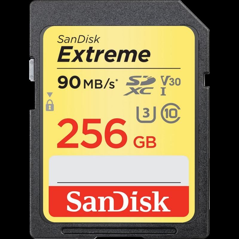 SANDISK 256 GB Extreme SDHC 90 MB Class 10 UHS I SD-MMC Kart