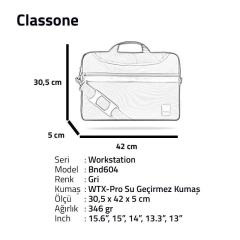 CLASSONE BND604 WorkStation 15.6 '' Laptop Çantası-Gri