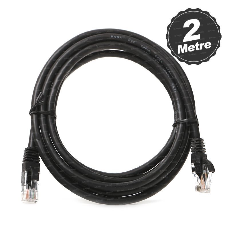 DARK CAT6 2M UTP Awg 24/7 Bakır Siyah Network Kablosu DK-CB-NT6U200B