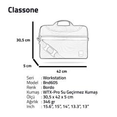 CLASSONE BND605 WorkStation 15.6 '' Laptop Çantası-Bordo