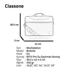 CLASSONE BND404 WorkStation 15.6 '' Laptop Çantası-Gri